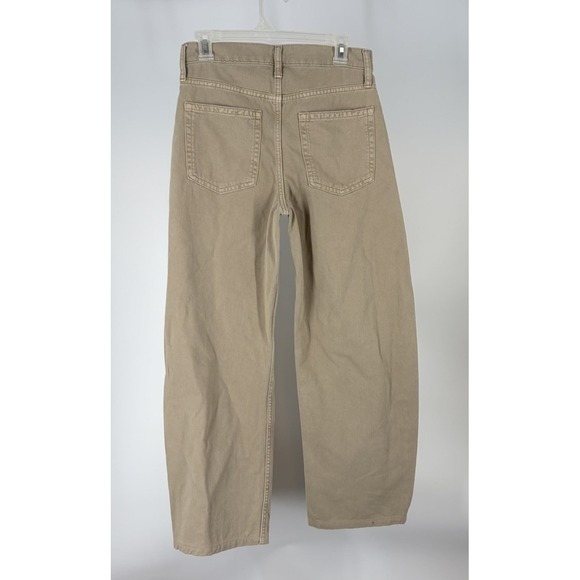 GAP Jeans Women Size 26 2R Khaki Tan Barrel High Rise 100% Cotton Pants - Picture 2 of 7